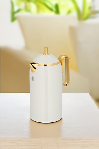 ALSAIF Coffee And Tea Vaccum Flask In Pearl White/gold / Leak-proof And Keeps Drinks Hot 0.3 Liter