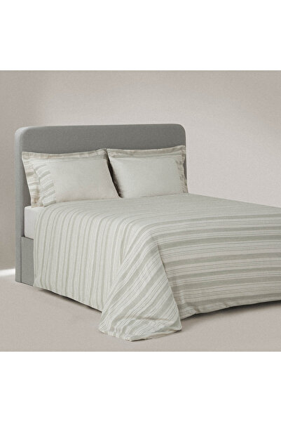 Ecocotton İkra Çift Kişilik Nevresim Takımı %100 Organik Pamuk Dokuma Krem-Ye...