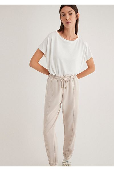 Mavi Lux Touch Tencel Tm Modal Ecru Modal Basic T-Shirt Loose Fit / Loose Comfortable Fit 167245 -25705