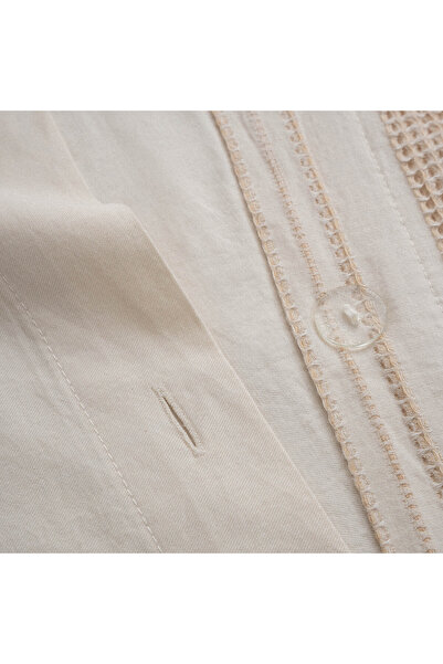 Ecocotton İkra King Size Duvet Cover Set 100% Organic Cotton Woven Cream-Beige 240X220 cm