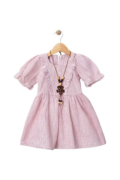 Babexi ЛЕНЕНА РОКЛЯ ROBA С ВОЛЪНИ, Розова