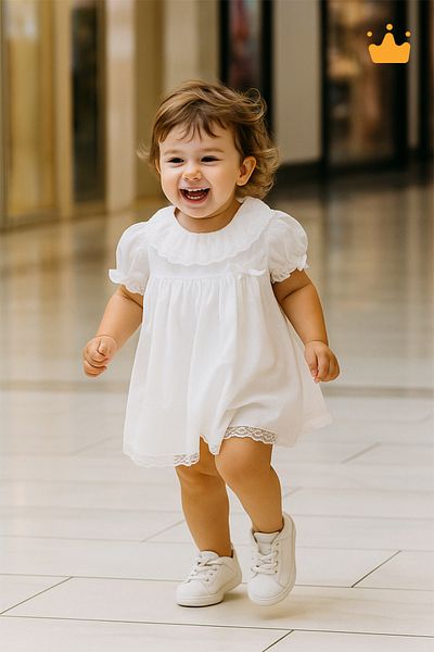 Mymio 6-24 Months Baby Girl Kids Floral Printed Lace Collar Summer Eid Dress