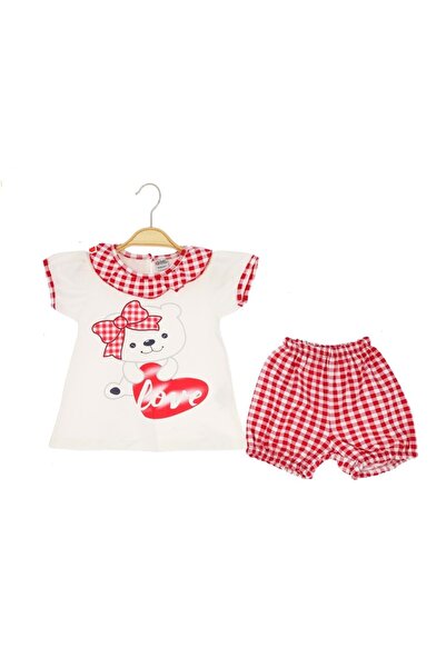 atabay Plaid Detail Girl's Shorts Suit Fuchsia
