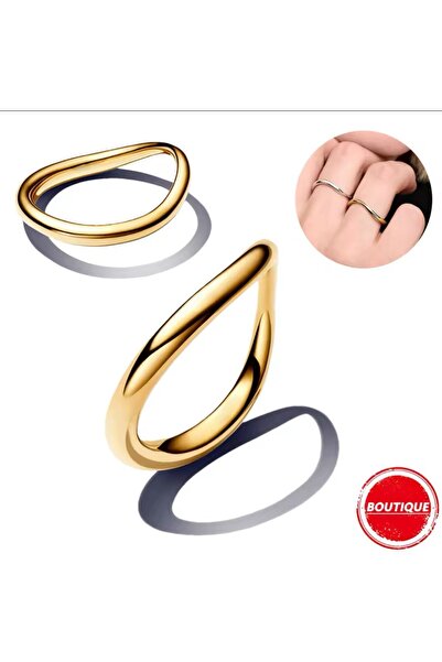 Lines Bijuteri 925 Ayar Gold Renk Doğal Şekilli Şerit Yüzük