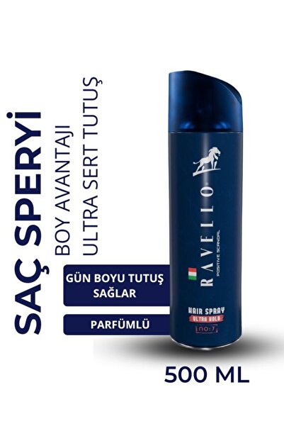 RAVELLO Profesyonel Erkek Saç Spreyi 500ml - Parfümlü Saç Spreyi Ultra Strong Sert Saç Spreyi