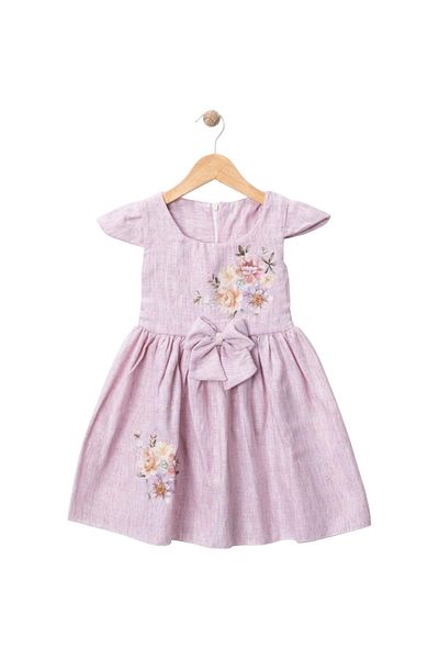 Babexi Printed Linen Dress Pink