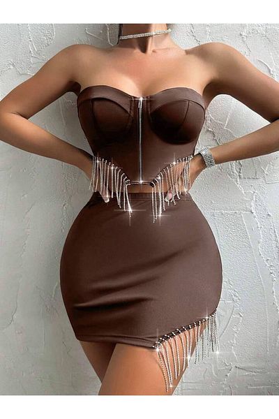 hipnoz butik Γυναικείο Σετ Φούστα Gloplu Bustier