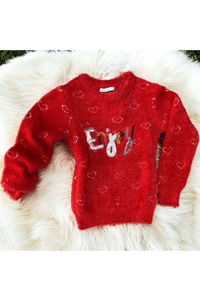 Erceylan BUCURĂ-TE DE PULOVER CU BRODATURĂ ROȘU
