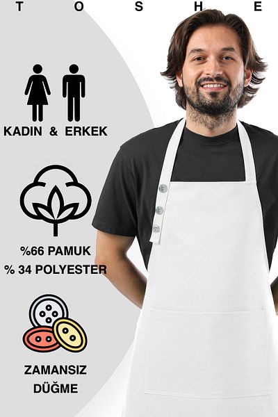 TOSHE Kitchen Apron Waterproof Chef Apron with 2 Wide Pockets Barista Apron Apron