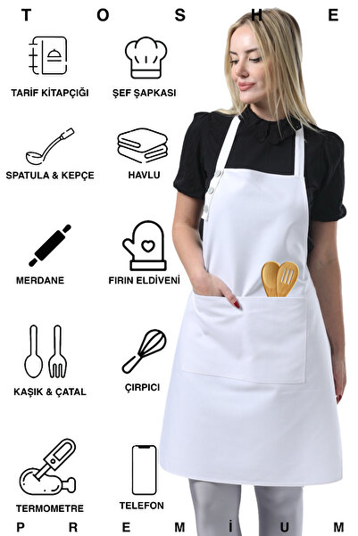 TOSHE Kitchen Apron Waterproof Chef Apron with 2 Wide Pockets Barista Apron Apron