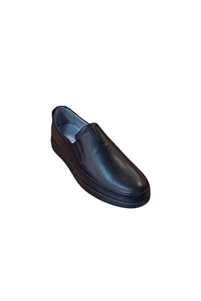 oktay kundura Genuine Leather Bemsa B756 Black Comfort Orthopedic Rubber Anti...