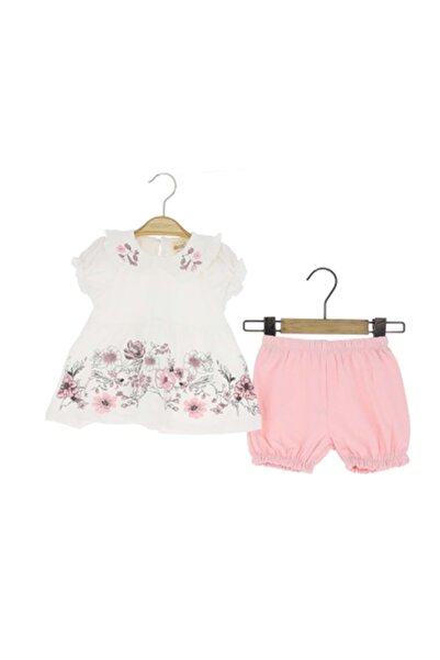 atabay Flower Printed Shorts Girl's Set Pink