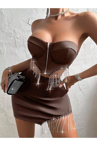 hipnoz butik Γυναικείο Σετ Φούστα Gloplu Bustier