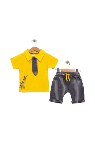 Balgüneş Tekstil Wow Tie Dinosaur Sorted Men's Suit Yellow