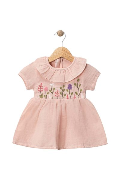 Babexi Flower Embroidered Dress Powder