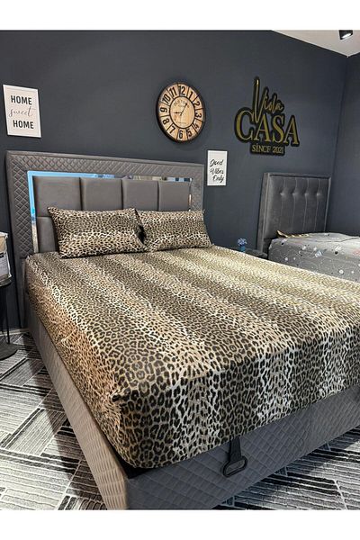 Violacasa Double Cotton Leopard Fitted Sheet Set 160x200