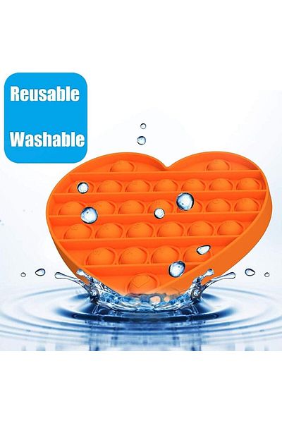 Generic Push Pop Fidget Toy, Love Heart Shape Push Pop Bubble Sensory Irritability Toy, Orange