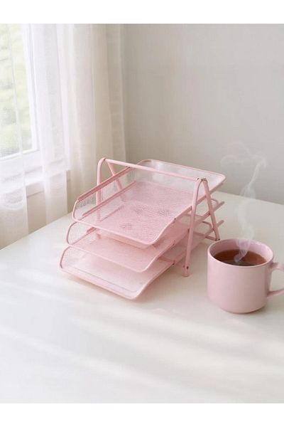 Need Perforated Powder Pink 3-Piece Document Shelf Set - ND-1022