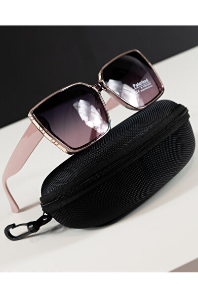 4desire.ro Women's Sunglasses, Polarized, UV400 Protection, Elegant Frame Ornaments, Light Pink