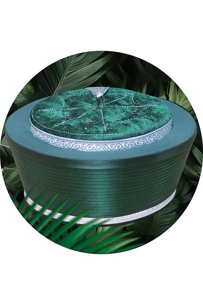 şahinbak Luxury Green Velvet Turban, President Turban, Mosque Turban, Imam Turban S101