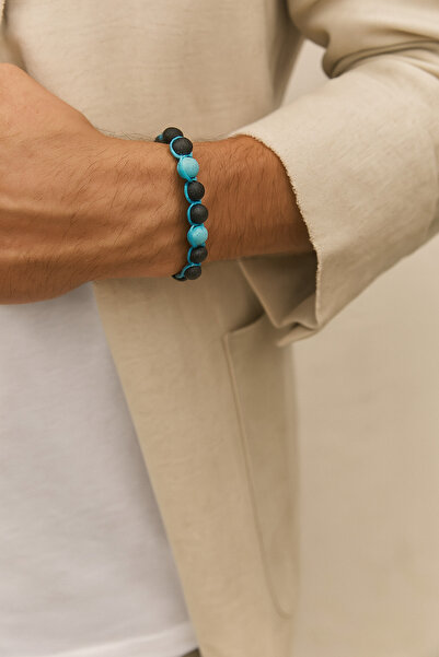 Natural Jewelleryy الحظ والهدوء والقوة فيك - سوار مصنوع يدويًا من حجر الفيروز...