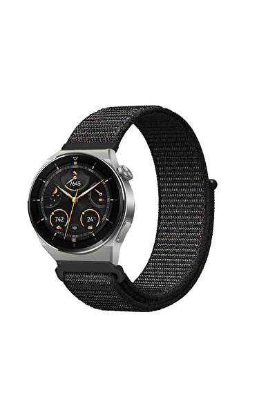 Tagomoon Huawei Watch Gt3 Pro 46mm Uyumlu Kordon Kumaş Desenli Cırt Cırtlı Sp...