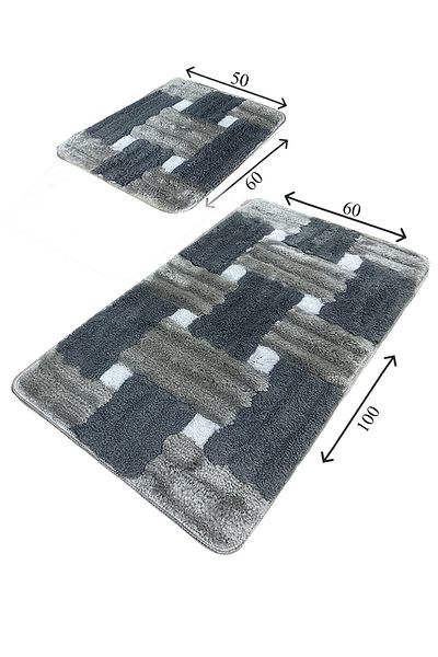 Chilai Home Σετ 2 Pıazza Grey - Χαλάκι μπάνιου και Ακρυλικό Σετ Τουαλέτας Μοκέτα