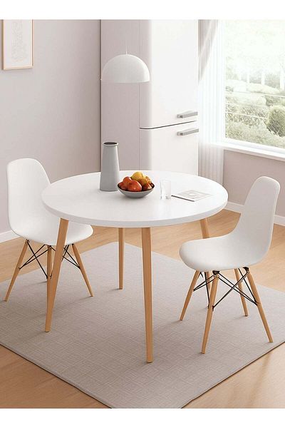Taimi 3-Piece Dining Set, Modern Round Dining Table 80cm with 2 Elegant Chairs