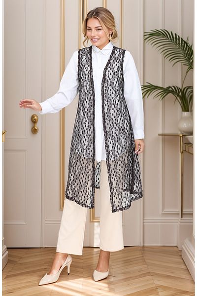 RESPİRO Lace Thin Soft Women's Vest, Large Size Vest, Mother's Vest
