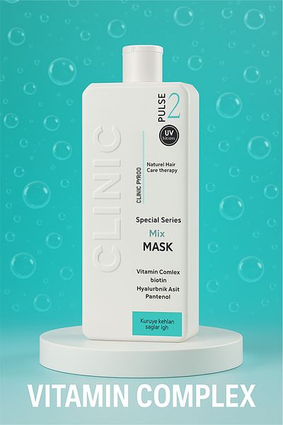 CLINIC PYROO Intensive Moisture Care Mask for Dry and Fragile Hair - Biotin & Hyaluronic Acid - No:2 - 400 ml