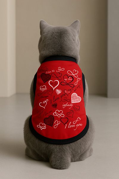 Monopetz Organic Fabric Cat and Dog Outfit - Red Heart [XS Size]