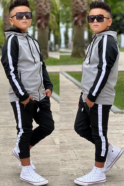 Pina Kids Unisex Παιδική φόρμα με λεπτομέρεια με κουκούλα