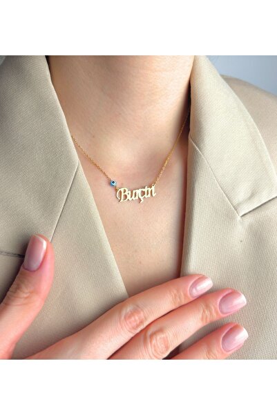 OGO SİLVER 925 Ayar Gümüş Nazar Boncuklu Kişiye Özel İsimli Kolye