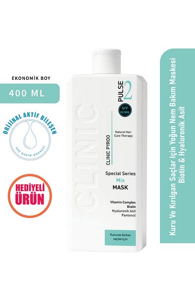 CLINIC PYROO Intensive Moisture Care Mask for Dry and Fragile Hair - Biotin & Hyaluronic Acid - No:2 - 400 ml