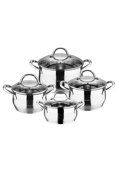 Bergner Cookware Set Of 4 Pots With Lids Stainless Steel Induction Oven Gourmet