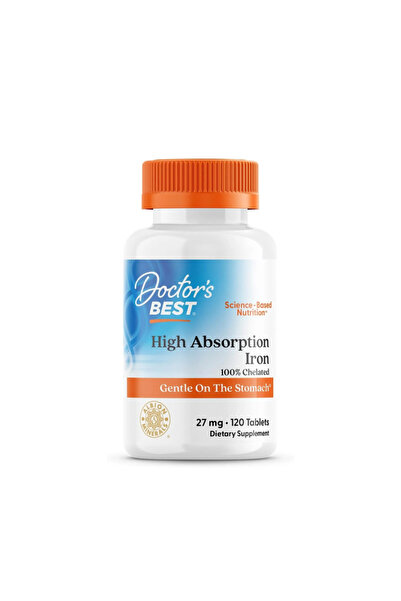 Doctor's Best High Absorption Iron Chelated With Ferrochel 27mg - 120 Tablets