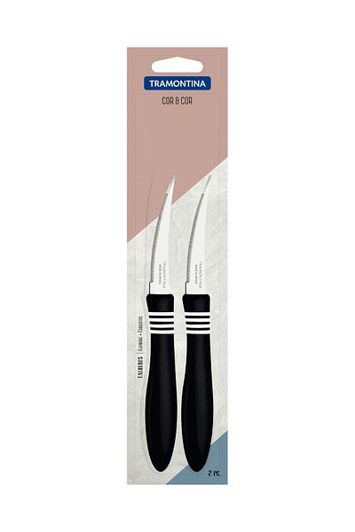 TRAMONTINA Since 1911, Brazil- 2 Pieces Tomato Knife Set With Stainless Steel Blade 23462233