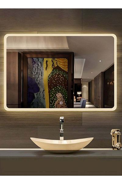 Taimi 90x70cm LED Rectangular Mirror with Touch Control, Side Light, for Bathroom and Makeup