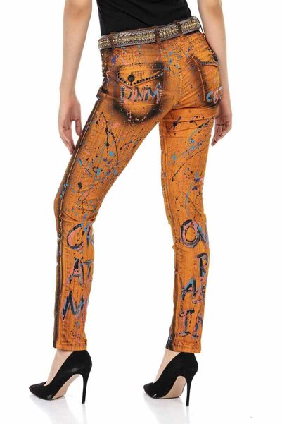 Cipo&Baxx Pantaloni de blugi pentru femei Wd445 Orange Slim Fit