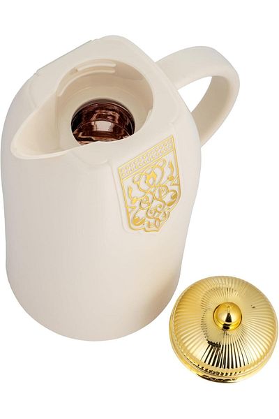 ALSAIF Thermal Flask Diva for Coffee and Tea - Ivory/Gold - 1.0L