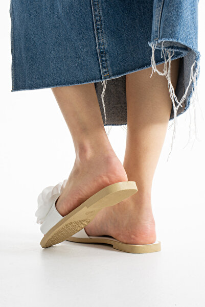 Moda Devrin Γυναικείες παντόφλες White Rose Παντόφλες για το σπίτι και εξωτερικούς χώρους