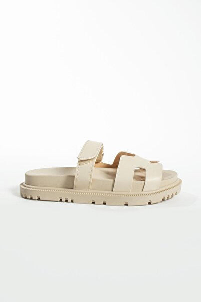 Moda Devrin Кремови дамски чехли с велкро анатомична удобна подметка (ПРОДУКТ...