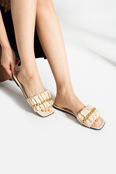 Moda Devrin Papuci de damă cu șnur bej Papuci de casă și de exterior