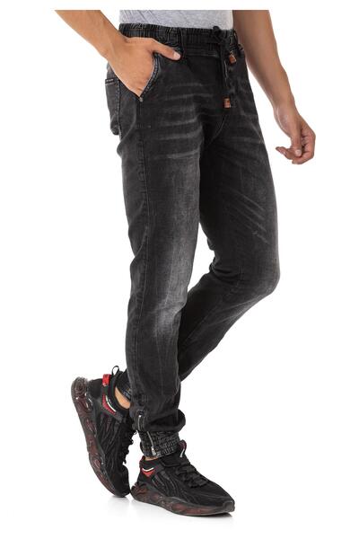 Cd807 Basic Men's Jean Pants with Elastic Legs
