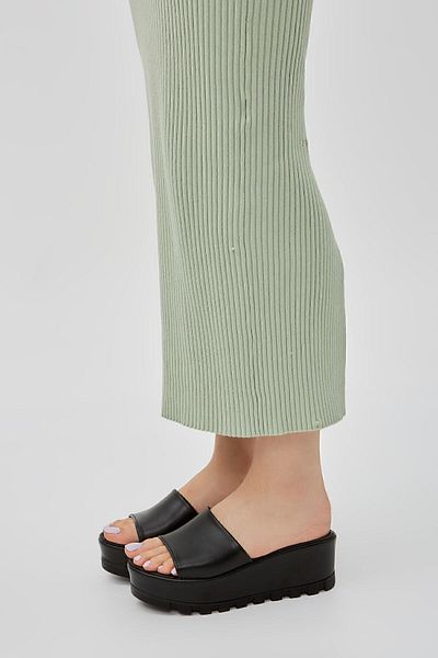 Moda Devrin Μαύρο δέρμα Flat Wedge Heeled Γυναικείες Παντόφλες Παντόφλες Ψηλής Σόλας