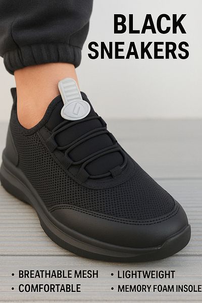 AZE STEP Unisex Black Sneaker