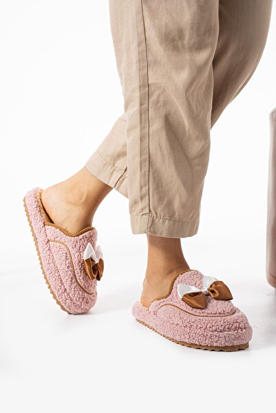 Moda Devrin Zimní dámské pantofle s pudrovým motýlkem