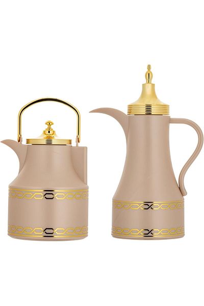 ALSAIF DEVA 2-Pieces Coffee and Tea Vacuum Flask, leak-proof and keeps drinks hot, 1.0/1.0 Liter, Be