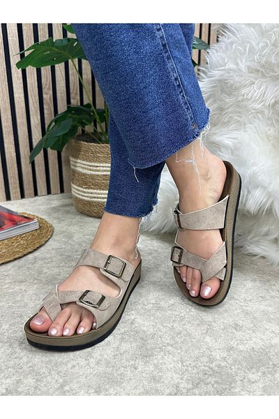 Nstil Daily Women's Slippers Single Flip Comfortable Cork Sole Buckle Adjustable Sandals 34162
