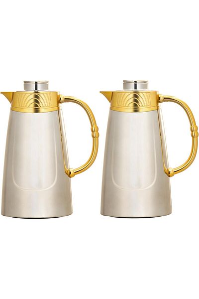 ALSAIF Rawaf 2-Pieces Coffee and Tea Vacuum Flask, leak-proof and keeps drinks hot, 1.0/1.0 Liter, M